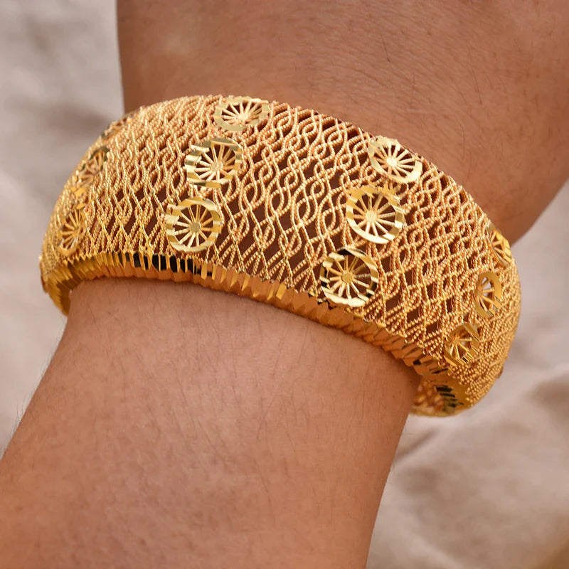 Gold Plated Bangles Luxury Arabic Wedding Bracelet - Tophatter Daily Deals